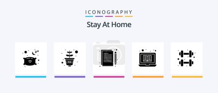Illustration for Stay At Home Glyph 5 Icon Pack Including home. online library. content. tutorials. education. Creative Icons Design - Royalty Free Image