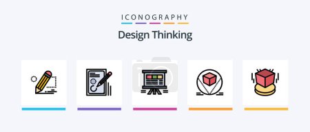 Téléchargez les illustrations : Design Thinking Line Filled 5 Icon Pack Including checklist. clipboard. processing. nodes. drawing. Creative Icons Design - en licence libre de droit