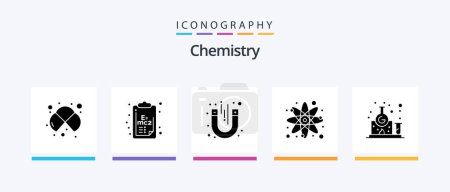 Illustration for Chemistry Glyph 5 Icon Pack Including atom. science. clip board. chemistry. magnetic. Creative Icons Design - Royalty Free Image