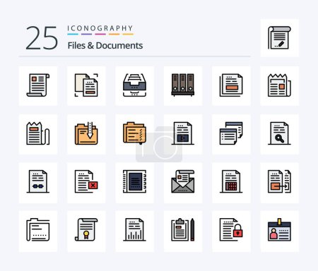 Illustration for Files And Documents 25 Line Filled icon pack including database. archive. document. file. data - Royalty Free Image
