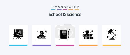 Téléchargez les illustrations : School And Science Glyph 5 Icon Pack Including light. apple. book. study. book. Creative Icons Design - en licence libre de droit