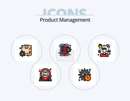 Téléchargez les illustrations : Product Management Line Filled Icon Pack 5 Icon Design. product. executive. edit. administrator. package - en licence libre de droit