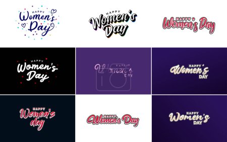 Illustration for Pink Happy Women's Day typographical design elements international women's day icon and symbol suitable for use in minimalistic designs for international women's day concepts; vector illustration - Royalty Free Image