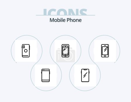 Ilustración de Línea de teléfono móvil Icon Pack 5 Icon Design. .. Atrás. - Imagen libre de derechos