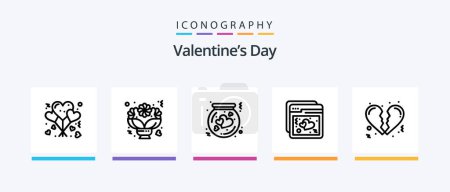 Illustration for Valentines Day Line 5 Icon Pack Including charity. love. love. heart. wedding. Creative Icons Design - Royalty Free Image