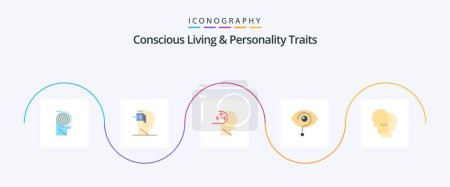 Téléchargez les illustrations : Concious Living And Personality Traits Flat 5 Icon Pack Including knowledge. exclamation. mind. curious. man - en licence libre de droit