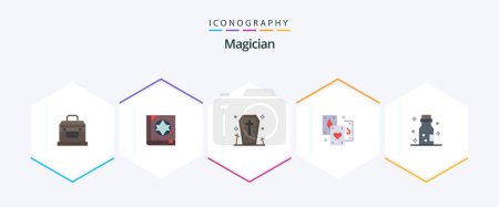 Ilustración de Magician 25 Flat icon pack including chemistry. tarot. coffin. magic. card - Imagen libre de derechos