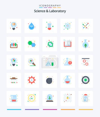 Illustration for Creative Science 25 Flat icon pack  Such As molecule. science. water. react. tube - Royalty Free Image
