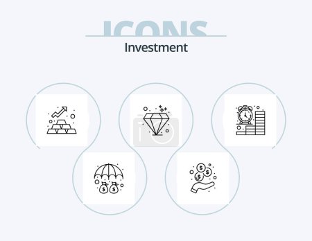Illustration for Investment Line Icon Pack 5 Icon Design. protection. money. investment. deposit. finance - Royalty Free Image