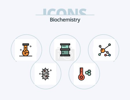 Illustration for Biochemistry Line Filled Icon Pack 5 Icon Design. test. tube. bacteria. laboratory. chemical - Royalty Free Image
