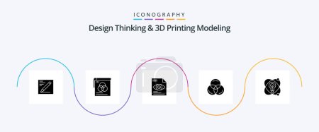 Ilustración de Design Thinking And D Printing Modeling Glyph 5 Icon Pack Including nuclear. atom. file . web. rgb - Imagen libre de derechos