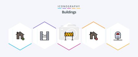 Illustration for Buildings 25 FilledLine icon pack including house. delete. twin towers. buildings. obstacle - Royalty Free Image