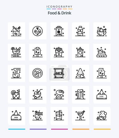 Illustration for Creative Food And Drink 25 OutLine icon pack  Such As berries. water. water. food. bottle - Royalty Free Image