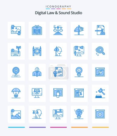 Illustration for Creative Digital Law And Sound Studio 25 Blue icon pack  Such As imagination. creativity. law. law. court - Royalty Free Image