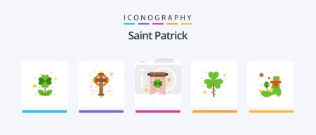 Illustration for Saint Patrick Flat 5 Icon Pack Including leprechaun. boot. clover. shamrock. patrick. Creative Icons Design - Royalty Free Image