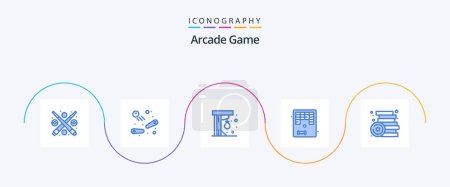 Illustration for Arcade Blue 5 Icon Pack Including games. play. punching ball. game. arkanoid - Royalty Free Image