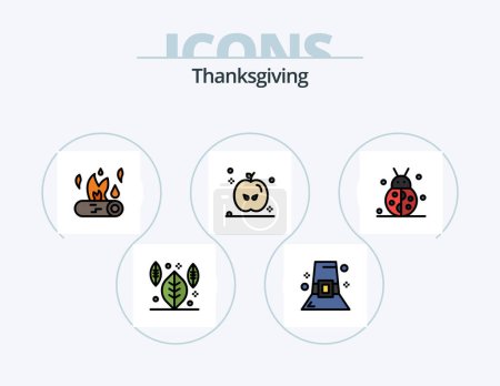 Téléchargez les illustrations : Thanksgiving Line Filled Icon Pack 5 Icon Design. note. bible. fashion. thanksgiving. autumn - en licence libre de droit