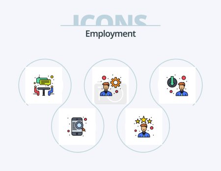 Téléchargez les illustrations : Employment Line Filled Icon Pack 5 Icon Design. idea. creativity. computer mouse. sitting. furniture - en licence libre de droit