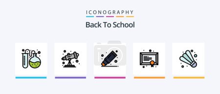 Illustration for Back To School Line Filled 5 Icon Pack Including school. graduate. flask tube. education. education. Creative Icons Design - Royalty Free Image