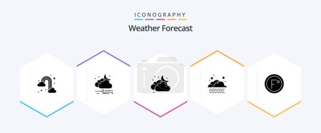 Illustration for Weather 25 Glyph icon pack including degree. weather. cloud. rain. weather - Royalty Free Image