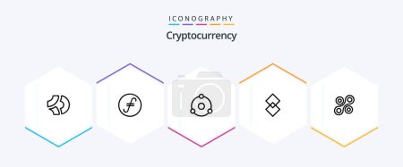 Ilustración de Cryptocurrency 25 Line icon pack including coin . crypto . crypto currency. coin - Imagen libre de derechos