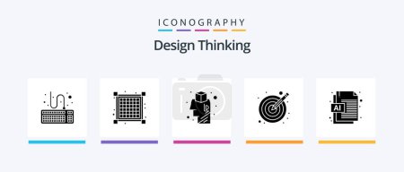 Téléchargez les illustrations : Design Thinking Glyph 5 Icon Pack Including file. ai. brainstorming. vectors. illustration. Creative Icons Design - en licence libre de droit