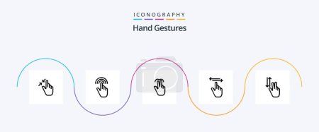 Téléchargez les illustrations : Hand Gestures Line 5 Icon Pack Including hand. finger. interface. tab. mobile - en licence libre de droit