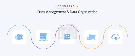 Téléchargez les illustrations : Data Management And Data Organization Blue 5 Icon Pack Including repair. folder. database. server. message - en licence libre de droit