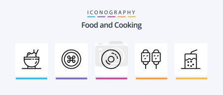 Téléchargez les illustrations : Food Line 5 Icon Pack Including . cup. sausage. food. Creative Icons Design - en licence libre de droit