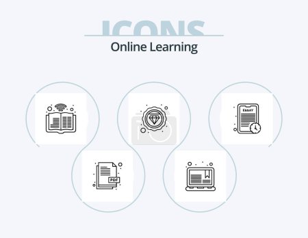 Téléchargez les illustrations : Online Learning Line Icon Pack 5 Icon Design. learning. class. learning. online. education - en licence libre de droit