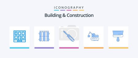 Ilustración de Building And Construction Blue 5 Icon Pack Including truck. construction. heat. crane. repair. Creative Icons Design - Imagen libre de derechos