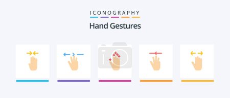 Téléchargez les illustrations : Hand Gestures Flat 5 Icon Pack Including gesture. left. gesture. up. hand. Creative Icons Design - en licence libre de droit