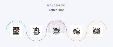 Téléchargez les illustrations : Coffee Shop Line Filled Flat 5 Icon Pack Including lamps. cafe. list. bulb. tea - en licence libre de droit