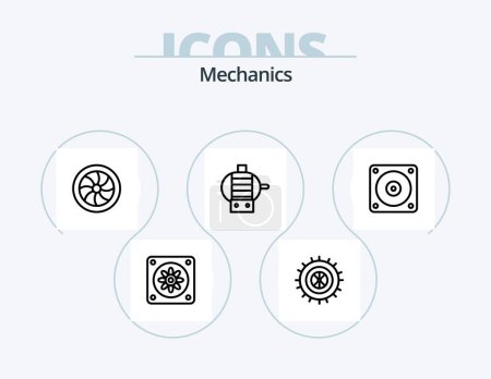 Illustration for Mechanics Line Icon Pack 5 Icon Design. . gasket. . tire - Royalty Free Image