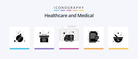 Ilustración de Medical Glyph 5 Icon Pack Including bowl. medical. ambulance. insurance. health. Creative Icons Design - Imagen libre de derechos