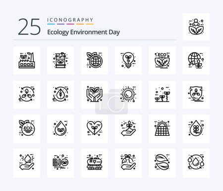 Illustration for Ecology 25 Line icon pack including light. electricity. fuel. eco. world eco - Royalty Free Image