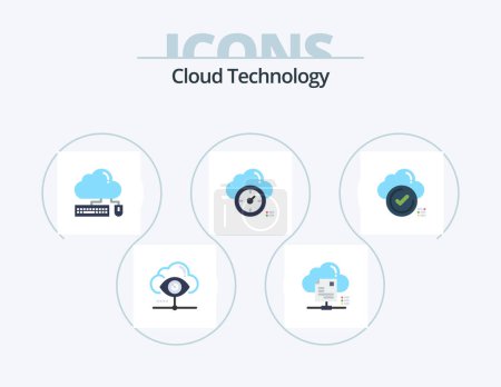 Ilustración de Cloud Technology Flat Icon Pack 5 Icon Design. timer. dashboard. cloud. data. mouse - Imagen libre de derechos