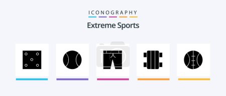 Ilustración de Sport Glyph 5 Icon Pack Including . sport. sport. baseball. skateboard. Creative Icons Design - Imagen libre de derechos