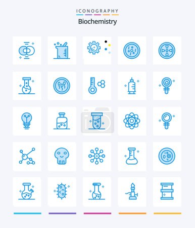 Illustration for Creative Biochemistry 25 Blue icon pack  Such As turbine. science. chemistry. petri. chemistry - Royalty Free Image