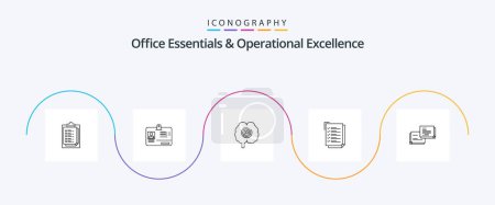 Illustration for Office Essentials And Operational Exellence Line 5 Icon Pack Including bubble. notepad. brain. work task. check list - Royalty Free Image