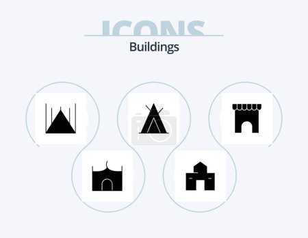 Illustration for Buildings Glyph Icon Pack 5 Icon Design. building. tent. hut. camp. pakistan - Royalty Free Image