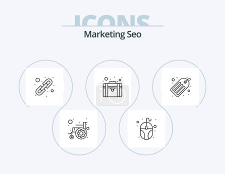 Illustration for Marketing Seo Line Icon Pack 5 Icon Design. campaign. browser. audit. website. configure - Royalty Free Image