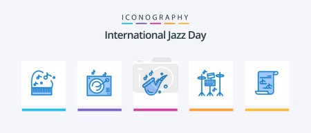 Téléchargez les illustrations : International Jazz Day Blue 5 Icon Pack Including . music. play. media. music. Creative Icons Design - en licence libre de droit