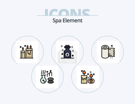Illustration for Spa Element Line Filled Icon Pack 5 Icon Design. drop water. spa. candles. hand spa. hand - Royalty Free Image