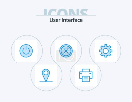 Illustration for User Interface Blue Icon Pack 5 Icon Design. user. interface. interface. cross. user - Royalty Free Image