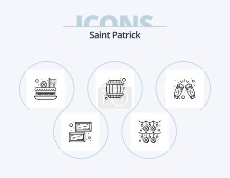 Téléchargez les illustrations : Saint Patrick Line Icon Pack 5 Icon Design. flower. hair. saint. facial hair. festival - en licence libre de droit