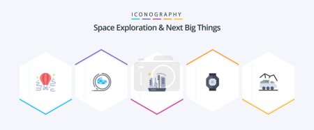 Ilustración de Space Exploration And Next Big Things 25 Flat icon pack including component. airlock. shaping. expansion. colony - Imagen libre de derechos