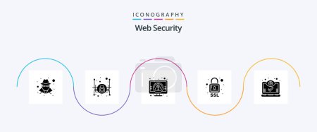 Illustration for Web Security Glyph 5 Icon Pack Including screen. computer. pc. security. security - Royalty Free Image