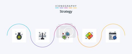 Illustration for Strategy Line Filled Flat 5 Icon Pack Including . settings. options. gear. teamwork - Royalty Free Image