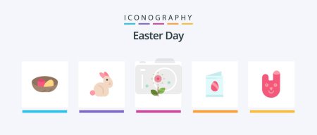 Téléchargez les illustrations : Easter Flat 5 Icon Pack Including bunny. wedding. flower. easter. card. Creative Icons Design - en licence libre de droit